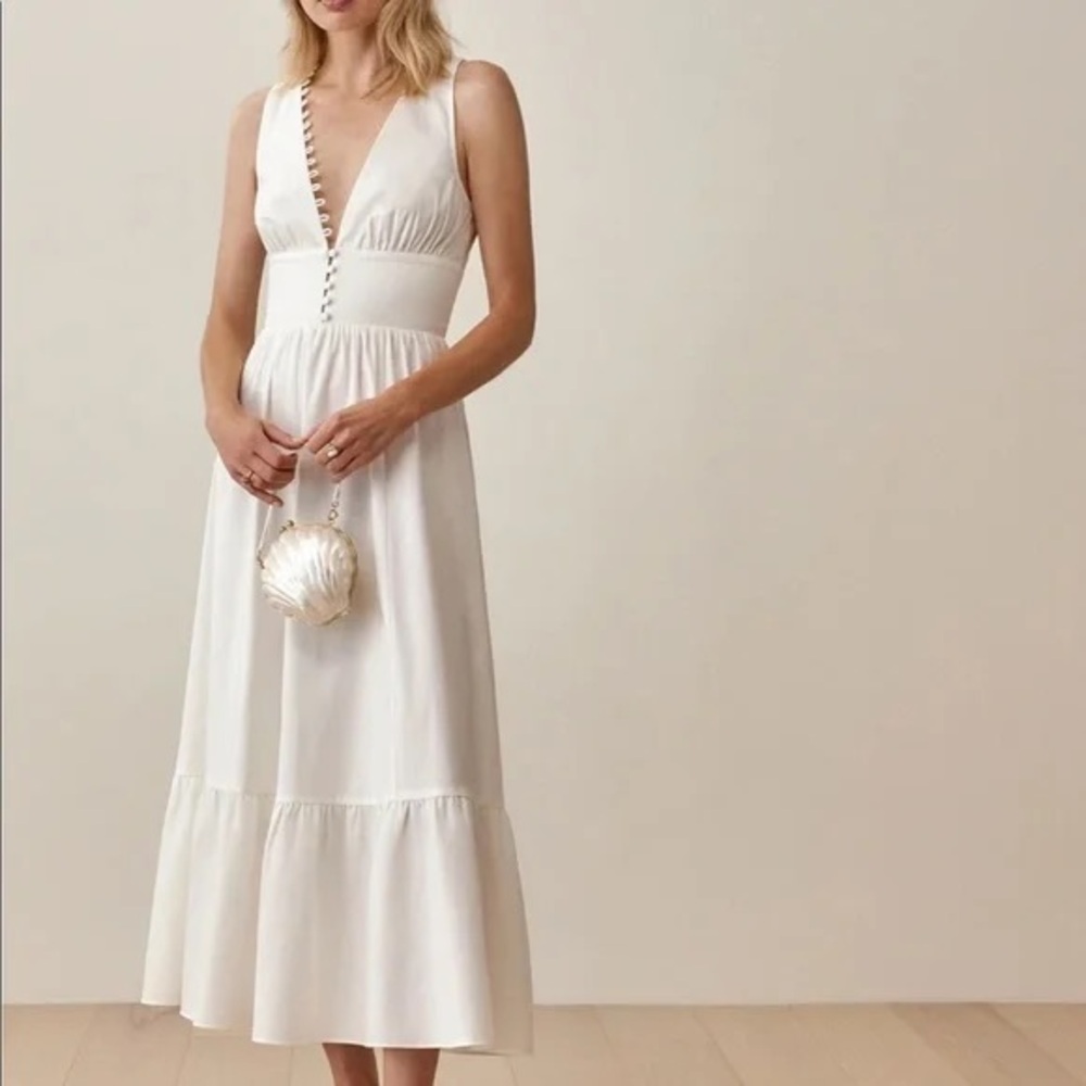 EUC Reformation Jovi V Neck Midi Dress, Sz 12 (tailored to be closer to a Sz 10)